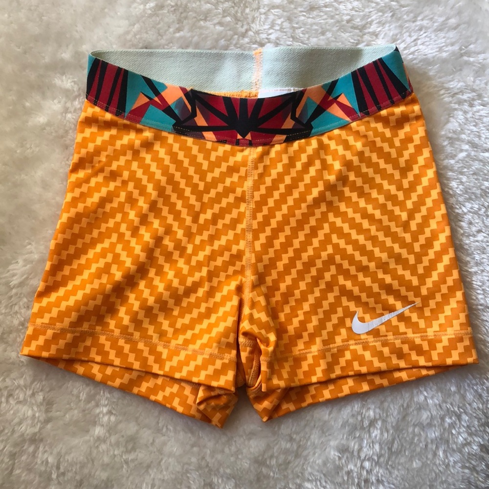 Nike Pro Dri Fit Spandex Shorts - Gold/Yellow - XS